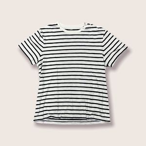 J. Crew White and Blue Striped T-Shirt Size Large